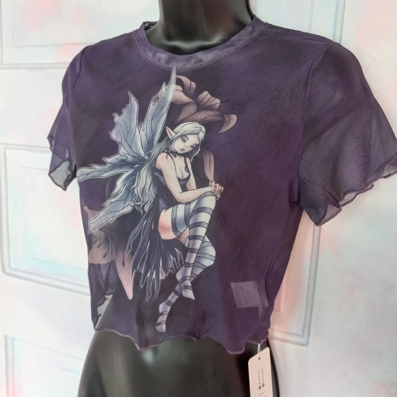 ⭐️Sheer Mesh gothic fairy grunge fairycore crop top! Nwt! SOLD OUT ONLINE! 🧚‍♂️ - Picture 6 of 6